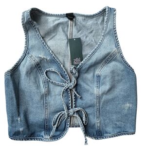 Wild Fable Women's 100% Cotton Denim Lace-Up Vest